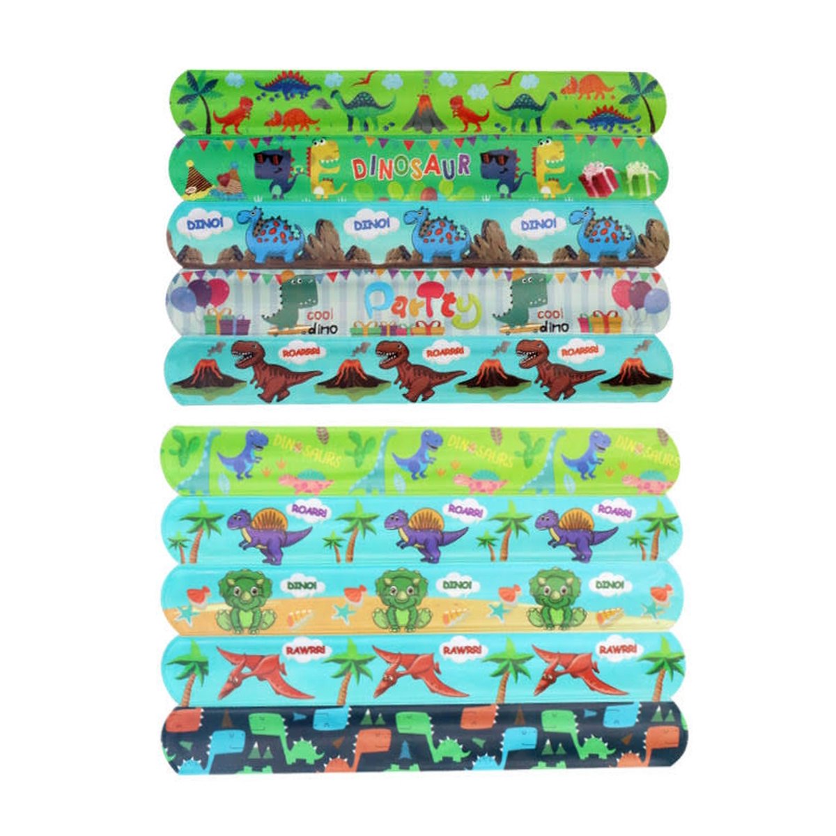 10 stuks - Klaparmband Dinosaurus / Dino | 22 x 3 cm | Kinder Traktatie | Fashion Favorite